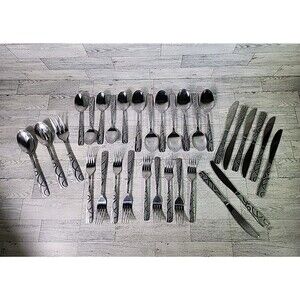 Cambridge Conquest Roam Sand Flatware 11/18 Silverware Mixed Lot Of 32